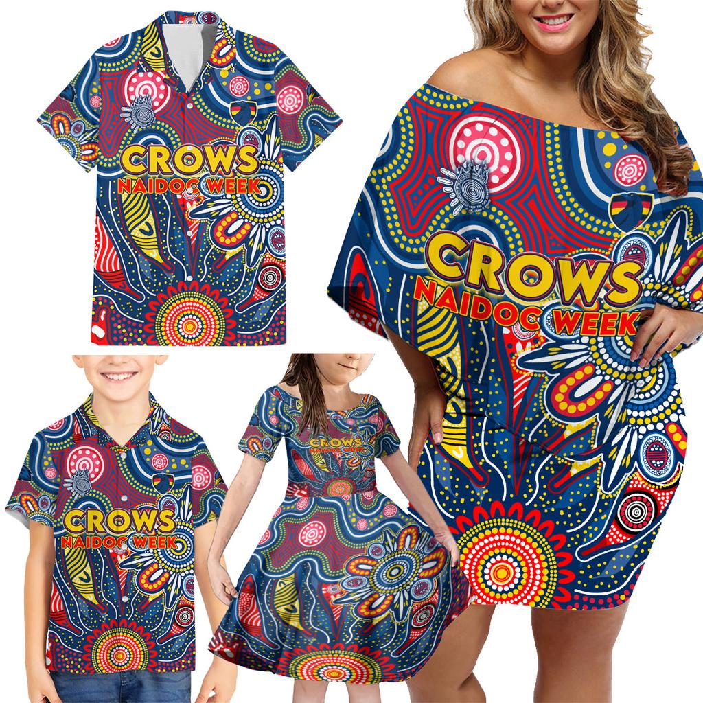 Personalised Lions NAIDOC Week 2024 Family Matching Off Shoulder Short Dress and Hawaiian Shirt Aussie Aboriginal Art
