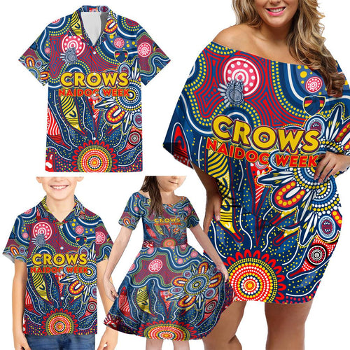 Personalised Lions NAIDOC Week 2024 Family Matching Off Shoulder Short Dress and Hawaiian Shirt Aussie Aboriginal Art