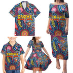 Personalised Lions NAIDOC Week 2024 Family Matching Puletasi and Hawaiian Shirt Aussie Aboriginal Art
