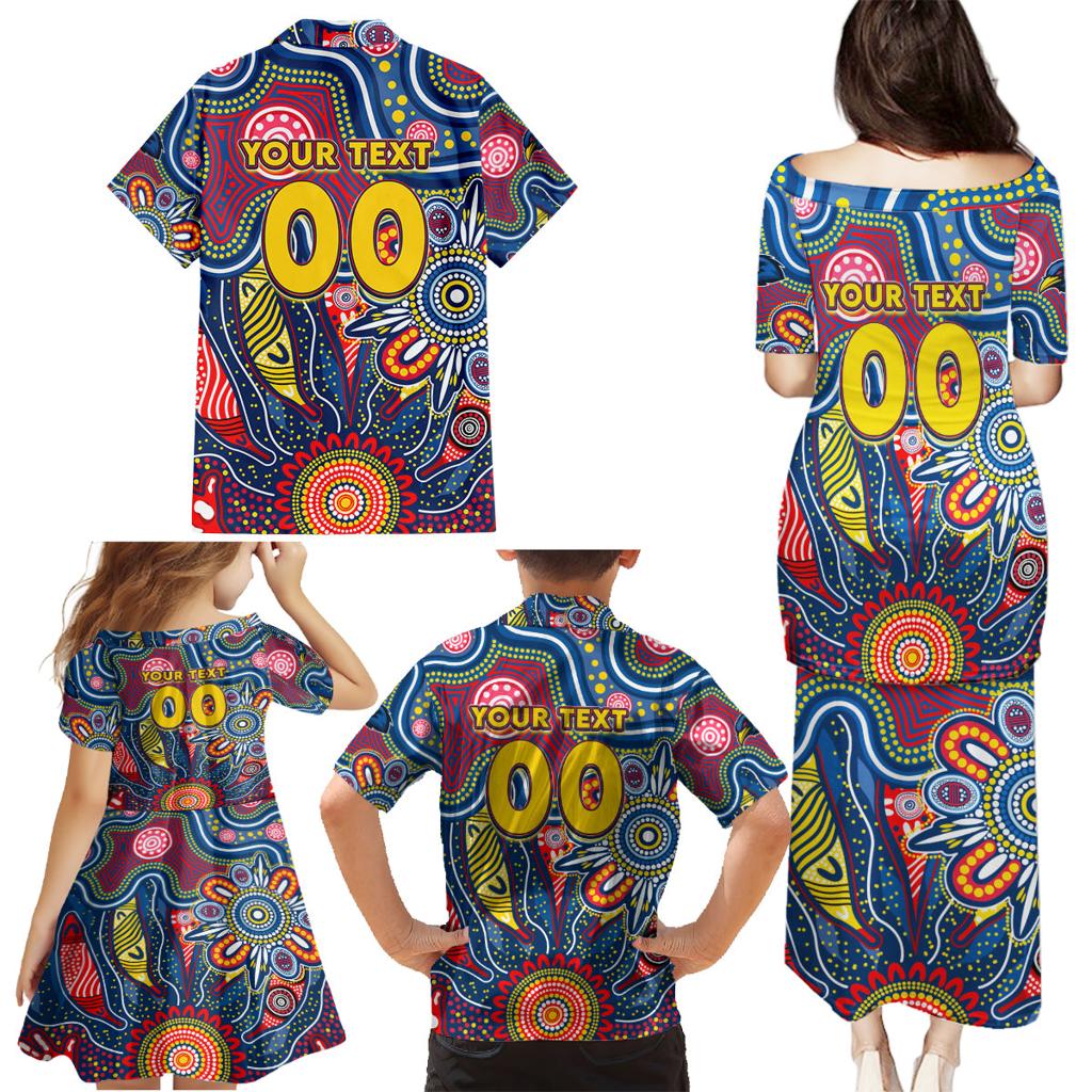 Personalised Lions NAIDOC Week 2024 Family Matching Puletasi and Hawaiian Shirt Aussie Aboriginal Art