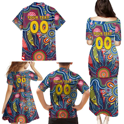Personalised Lions NAIDOC Week 2024 Family Matching Puletasi and Hawaiian Shirt Aussie Aboriginal Art