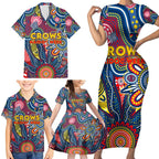 Personalised Lions NAIDOC Week 2024 Family Matching Short Sleeve Bodycon Dress and Hawaiian Shirt Aussie Aboriginal Art