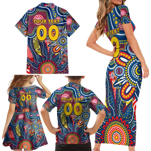 Personalised Lions NAIDOC Week 2024 Family Matching Short Sleeve Bodycon Dress and Hawaiian Shirt Aussie Aboriginal Art