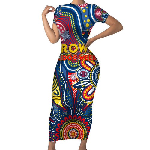 Personalised Lions NAIDOC Week 2024 Family Matching Short Sleeve Bodycon Dress and Hawaiian Shirt Aussie Aboriginal Art