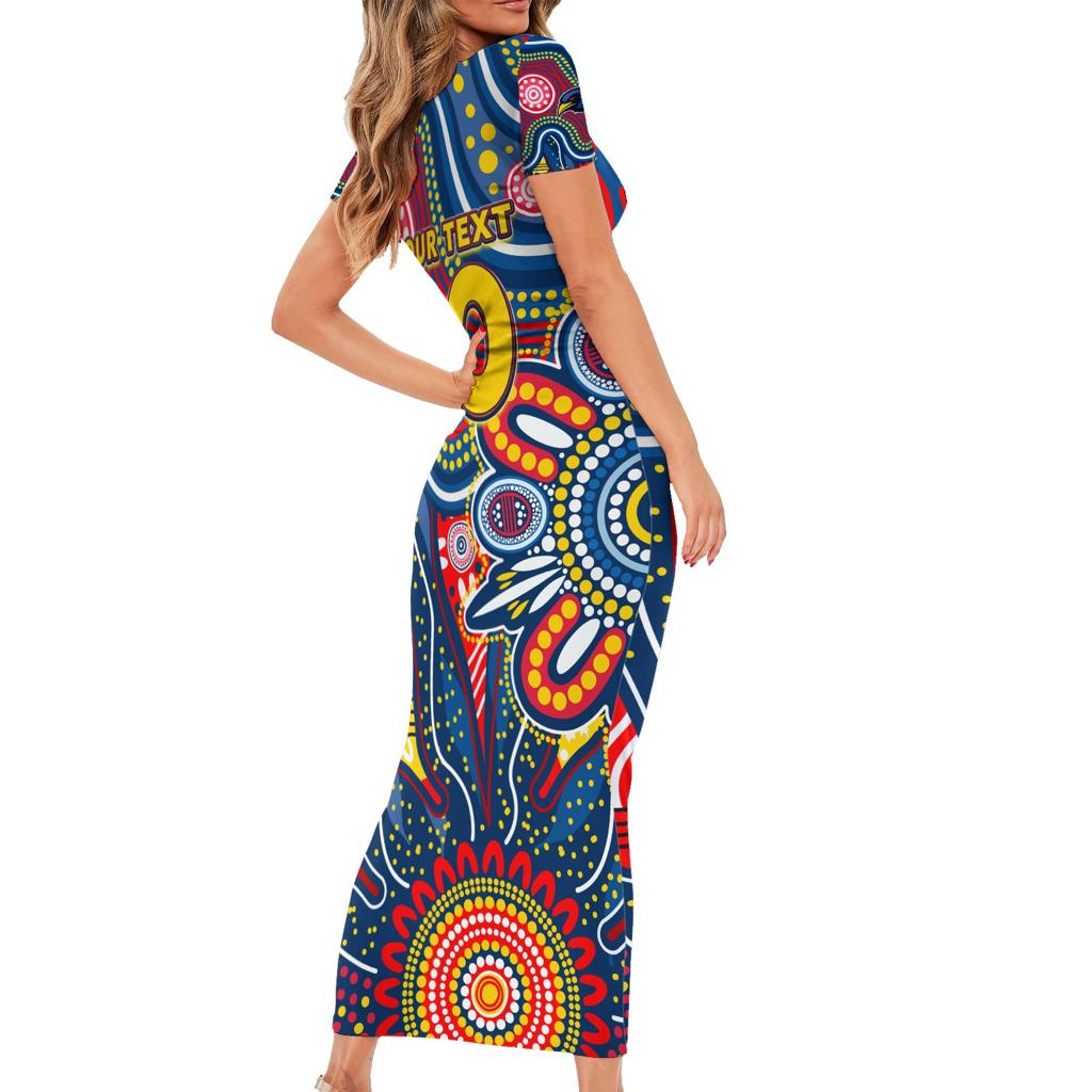 Personalised Lions NAIDOC Week 2024 Family Matching Short Sleeve Bodycon Dress and Hawaiian Shirt Aussie Aboriginal Art