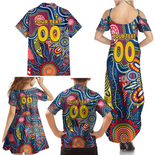 Personalised Lions NAIDOC Week 2024 Family Matching Summer Maxi Dress and Hawaiian Shirt Aussie Aboriginal Art