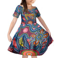 Personalised Lions NAIDOC Week 2024 Kid Short Sleeve Dress Aussie Aboriginal Art