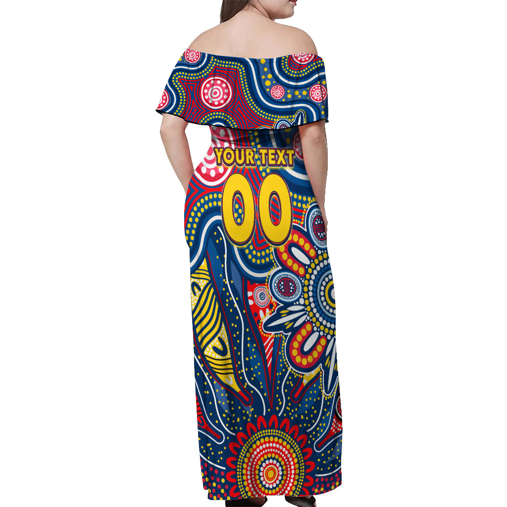 Personalised Lions NAIDOC Week 2024 Off Shoulder Maxi Dress Aussie Aboriginal Art