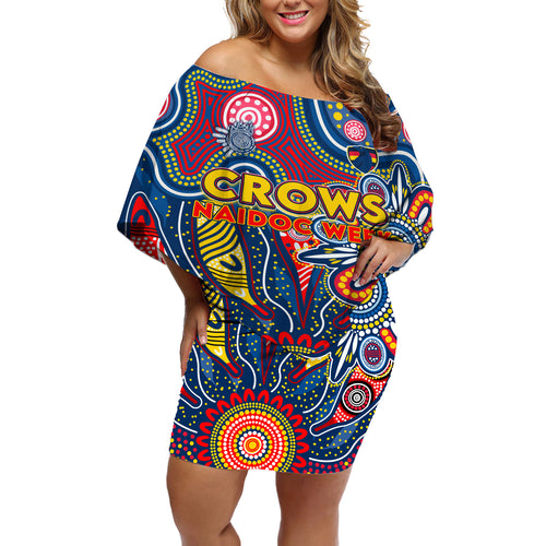 Personalised Lions NAIDOC Week 2024 Off Shoulder Short Dress Aussie Aboriginal Art