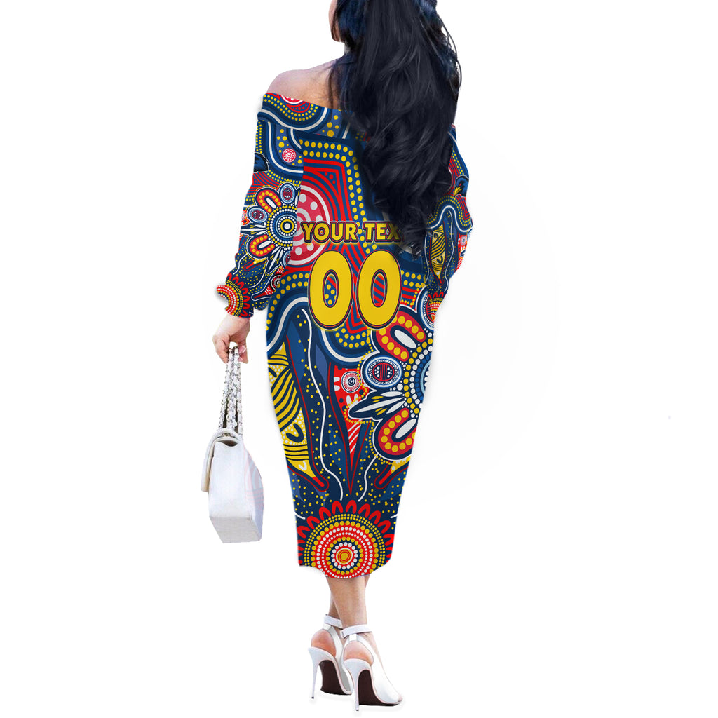 Personalised Lions NAIDOC Week 2024 Off The Shoulder Long Sleeve Dress Aussie Aboriginal Art