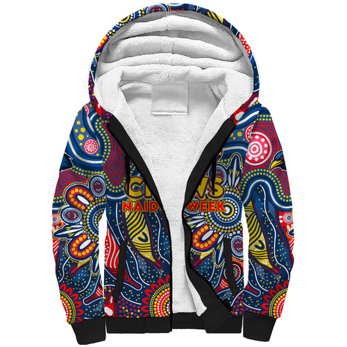 Personalised Lions NAIDOC Week 2024 Sherpa Hoodie Aussie Aboriginal Art