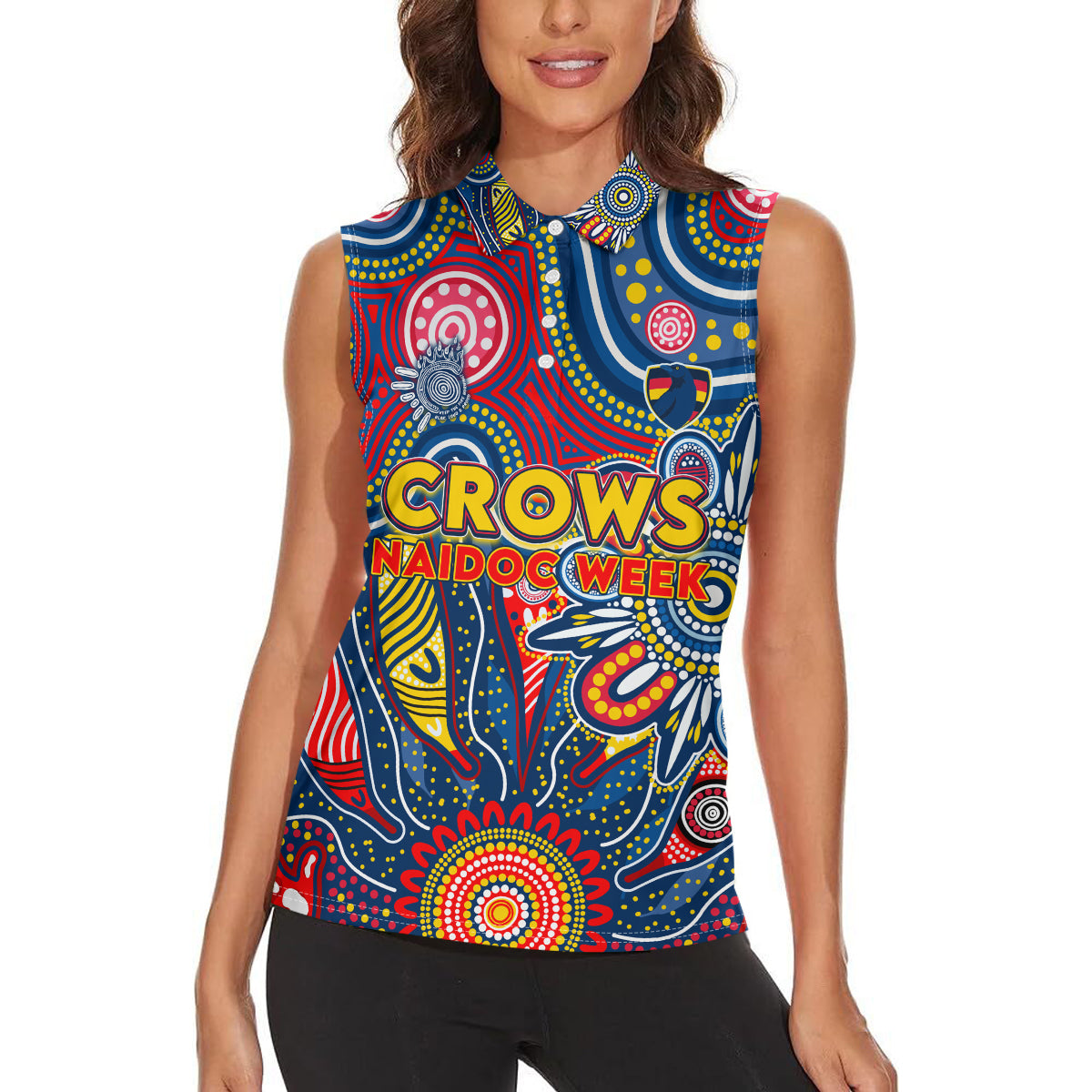 Personalised Lions NAIDOC Week 2024 Women Sleeveless Polo Shirt Aussie Aboriginal Art