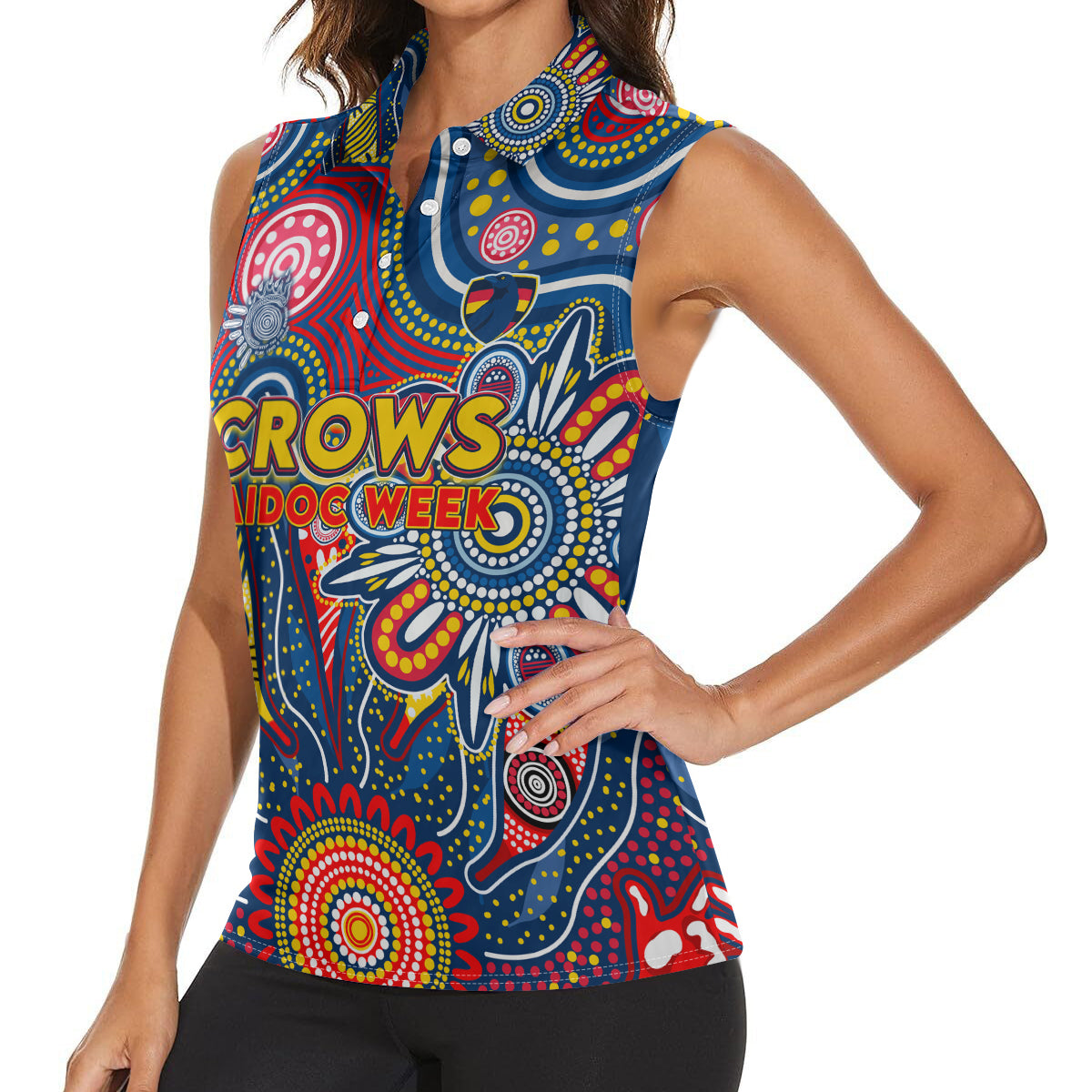 Personalised Lions NAIDOC Week 2024 Women Sleeveless Polo Shirt Aussie Aboriginal Art
