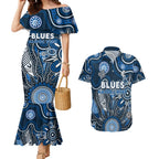 Personalised Blues NAIDOC Week 2024 Couples Matching Mermaid Dress and Hawaiian Shirt Aussie Aboriginal Art