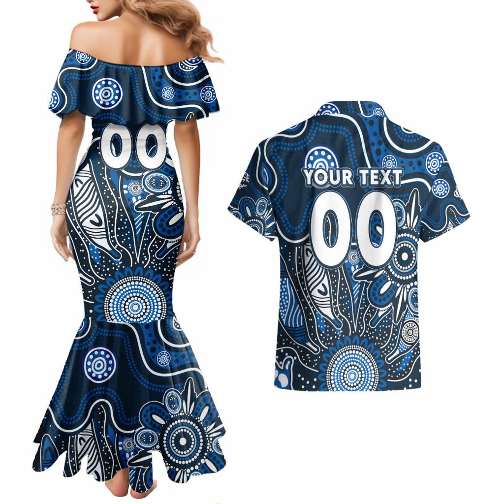 Personalised Blues NAIDOC Week 2024 Couples Matching Mermaid Dress and Hawaiian Shirt Aussie Aboriginal Art
