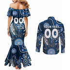 Personalised Blues NAIDOC Week 2024 Couples Matching Mermaid Dress and Long Sleeve Button Shirt Aussie Aboriginal Art