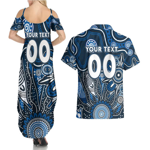 Personalised Blues NAIDOC Week 2024 Couples Matching Summer Maxi Dress and Hawaiian Shirt Aussie Aboriginal Art