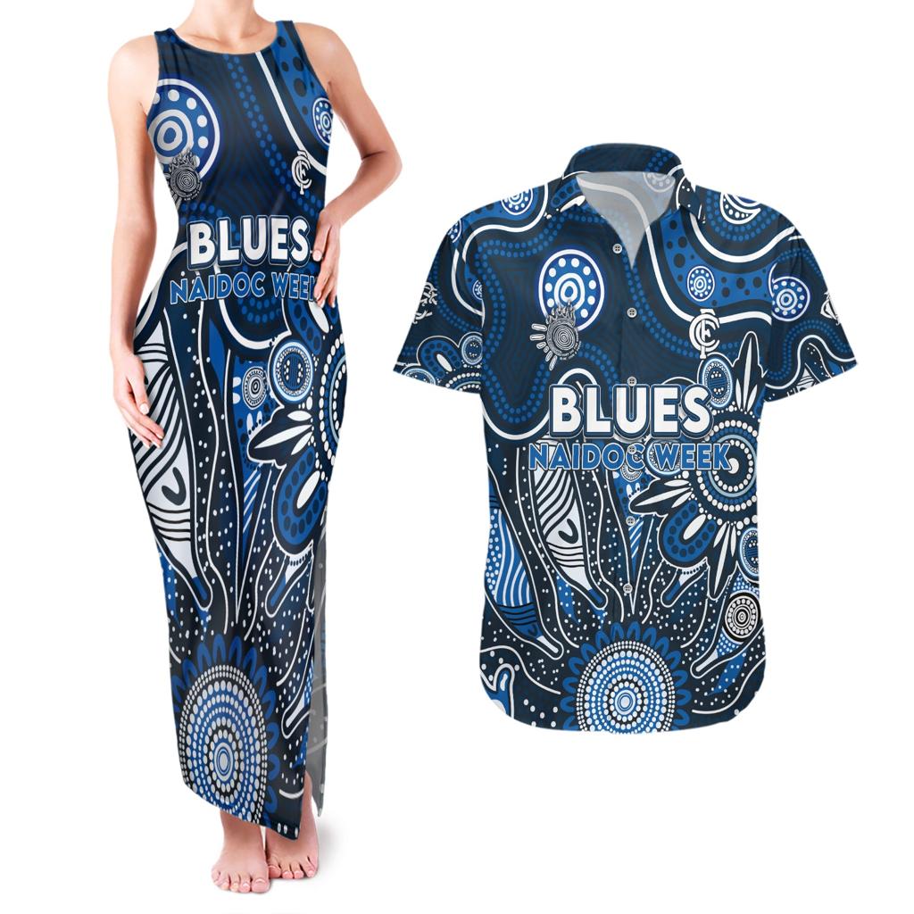 Personalised Blues NAIDOC Week 2024 Couples Matching Tank Maxi Dress and Hawaiian Shirt Aussie Aboriginal Art