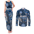 Personalised Blues NAIDOC Week 2024 Couples Matching Tank Maxi Dress and Long Sleeve Button Shirt Aussie Aboriginal Art