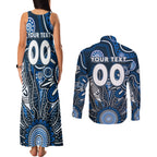 Personalised Blues NAIDOC Week 2024 Couples Matching Tank Maxi Dress and Long Sleeve Button Shirt Aussie Aboriginal Art