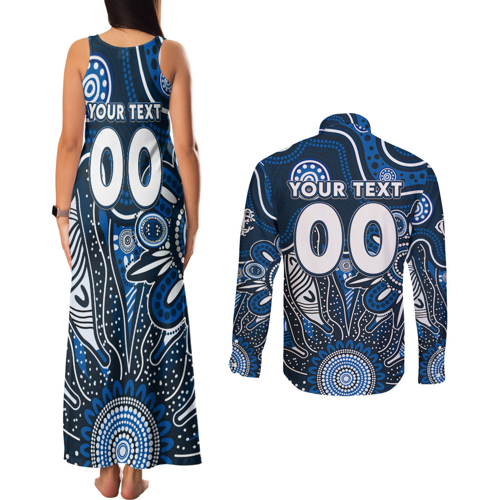 Personalised Blues NAIDOC Week 2024 Couples Matching Tank Maxi Dress and Long Sleeve Button Shirt Aussie Aboriginal Art