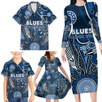 Personalised Blues NAIDOC Week 2024 Family Matching Long Sleeve Bodycon Dress and Hawaiian Shirt Aussie Aboriginal Art