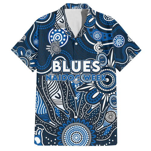Personalised Blues NAIDOC Week 2024 Family Matching Long Sleeve Bodycon Dress and Hawaiian Shirt Aussie Aboriginal Art