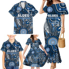 Personalised Blues NAIDOC Week 2024 Family Matching Mermaid Dress and Hawaiian Shirt Aussie Aboriginal Art