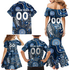 Personalised Blues NAIDOC Week 2024 Family Matching Mermaid Dress and Hawaiian Shirt Aussie Aboriginal Art