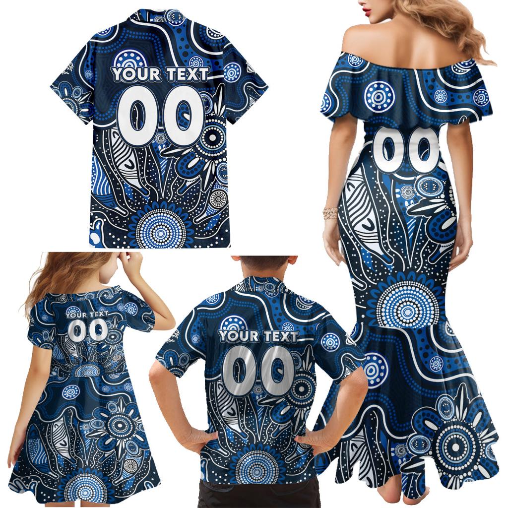 Personalised Blues NAIDOC Week 2024 Family Matching Mermaid Dress and Hawaiian Shirt Aussie Aboriginal Art
