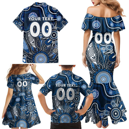 Personalised Blues NAIDOC Week 2024 Family Matching Mermaid Dress and Hawaiian Shirt Aussie Aboriginal Art
