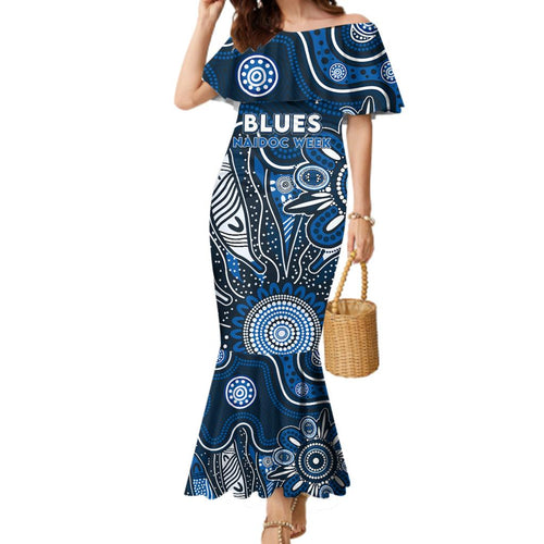 Personalised Blues NAIDOC Week 2024 Family Matching Mermaid Dress and Hawaiian Shirt Aussie Aboriginal Art