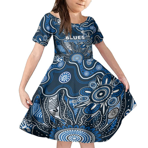 Personalised Blues NAIDOC Week 2024 Family Matching Off Shoulder Maxi Dress and Hawaiian Shirt Aussie Aboriginal Art