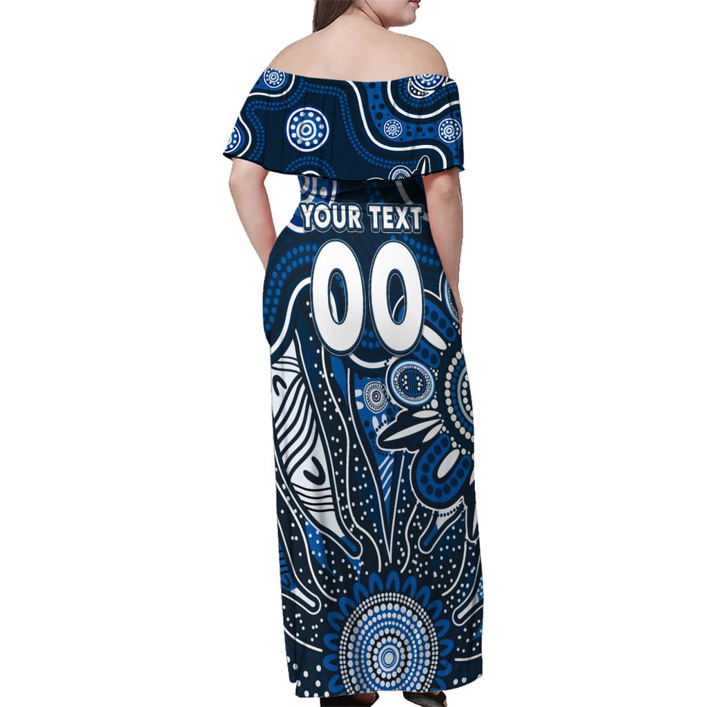 Personalised Blues NAIDOC Week 2024 Family Matching Off Shoulder Maxi Dress and Hawaiian Shirt Aussie Aboriginal Art