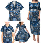 Personalised Blues NAIDOC Week 2024 Family Matching Puletasi and Hawaiian Shirt Aussie Aboriginal Art