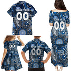 Personalised Blues NAIDOC Week 2024 Family Matching Puletasi and Hawaiian Shirt Aussie Aboriginal Art