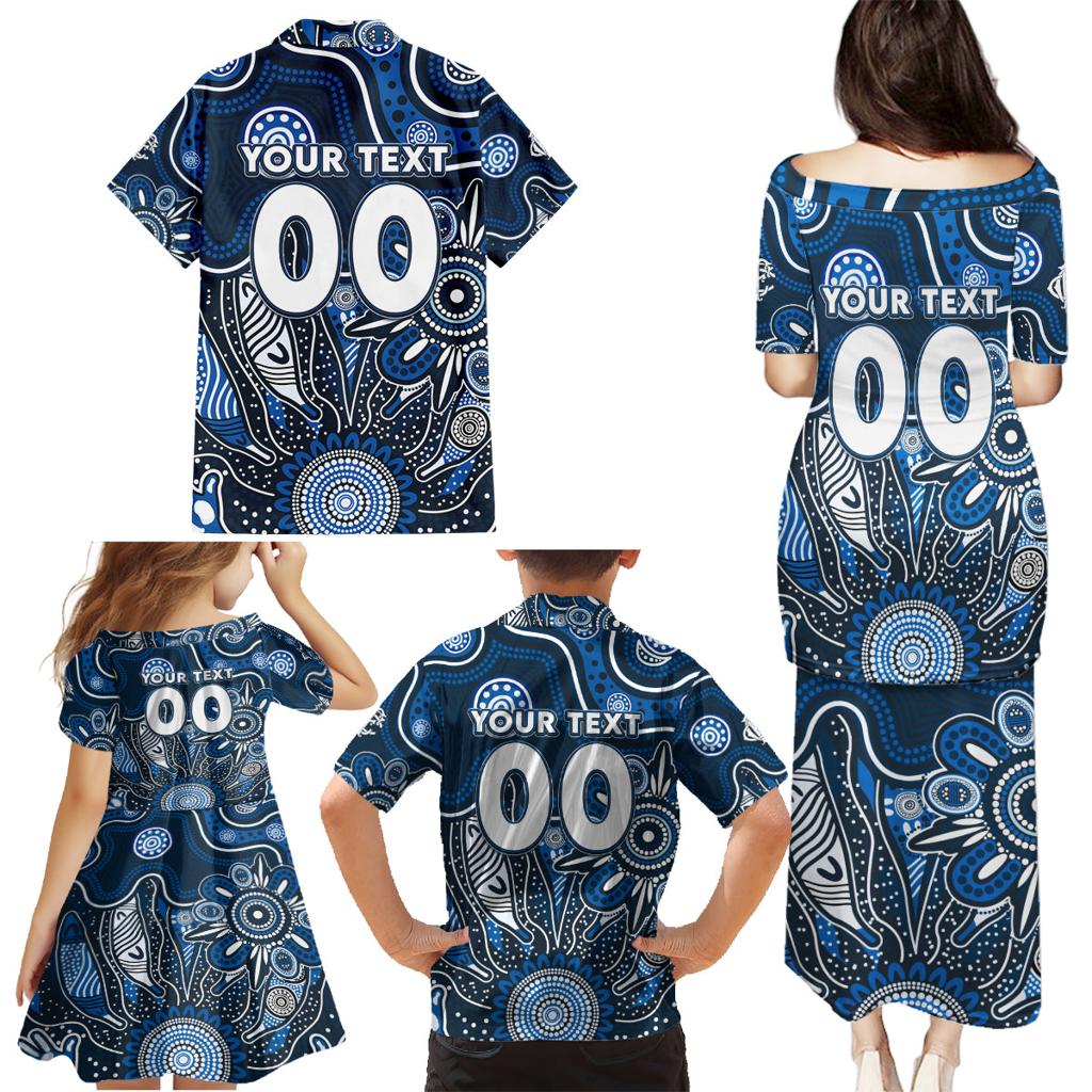 Personalised Blues NAIDOC Week 2024 Family Matching Puletasi and Hawaiian Shirt Aussie Aboriginal Art