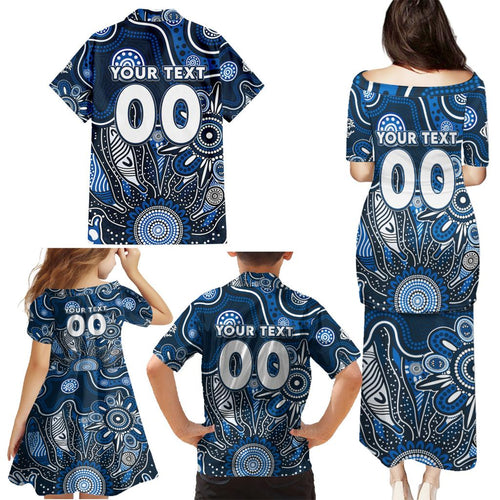 Personalised Blues NAIDOC Week 2024 Family Matching Puletasi and Hawaiian Shirt Aussie Aboriginal Art