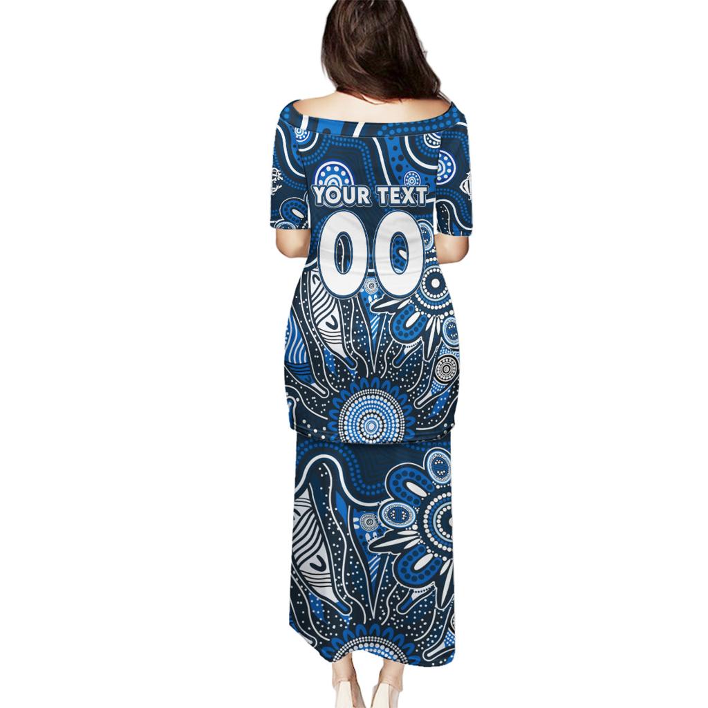 Personalised Blues NAIDOC Week 2024 Family Matching Puletasi and Hawaiian Shirt Aussie Aboriginal Art