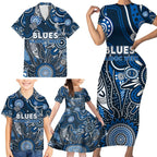Personalised Blues NAIDOC Week 2024 Family Matching Short Sleeve Bodycon Dress and Hawaiian Shirt Aussie Aboriginal Art