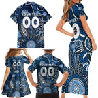Personalised Blues NAIDOC Week 2024 Family Matching Short Sleeve Bodycon Dress and Hawaiian Shirt Aussie Aboriginal Art