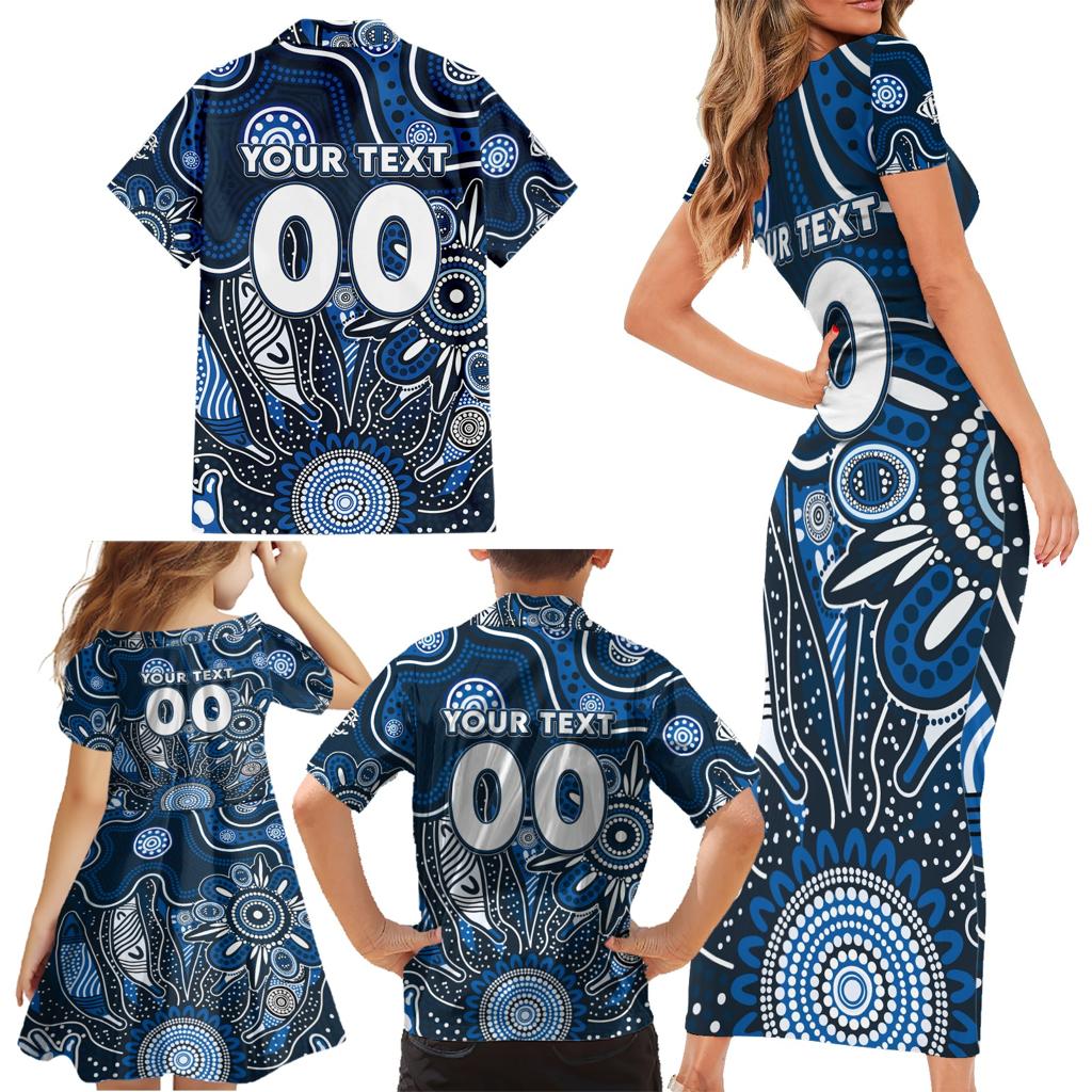 Personalised Blues NAIDOC Week 2024 Family Matching Short Sleeve Bodycon Dress and Hawaiian Shirt Aussie Aboriginal Art