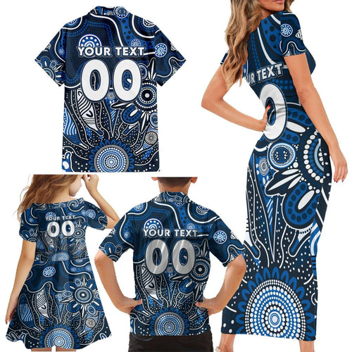 Personalised Blues NAIDOC Week 2024 Family Matching Short Sleeve Bodycon Dress and Hawaiian Shirt Aussie Aboriginal Art
