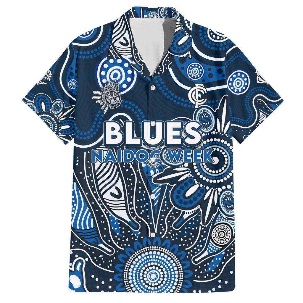 Personalised Blues NAIDOC Week 2024 Family Matching Short Sleeve Bodycon Dress and Hawaiian Shirt Aussie Aboriginal Art