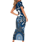 Personalised Blues NAIDOC Week 2024 Family Matching Short Sleeve Bodycon Dress and Hawaiian Shirt Aussie Aboriginal Art