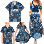 Personalised Blues NAIDOC Week 2024 Family Matching Summer Maxi Dress and Hawaiian Shirt Aussie Aboriginal Art