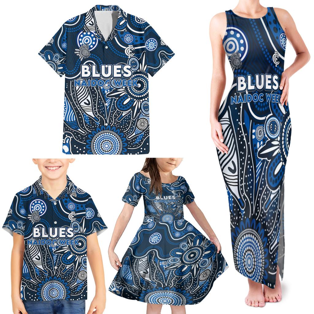 Personalised Blues NAIDOC Week 2024 Family Matching Tank Maxi Dress and Hawaiian Shirt Aussie Aboriginal Art
