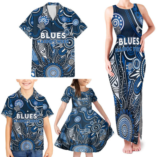 Personalised Blues NAIDOC Week 2024 Family Matching Tank Maxi Dress and Hawaiian Shirt Aussie Aboriginal Art