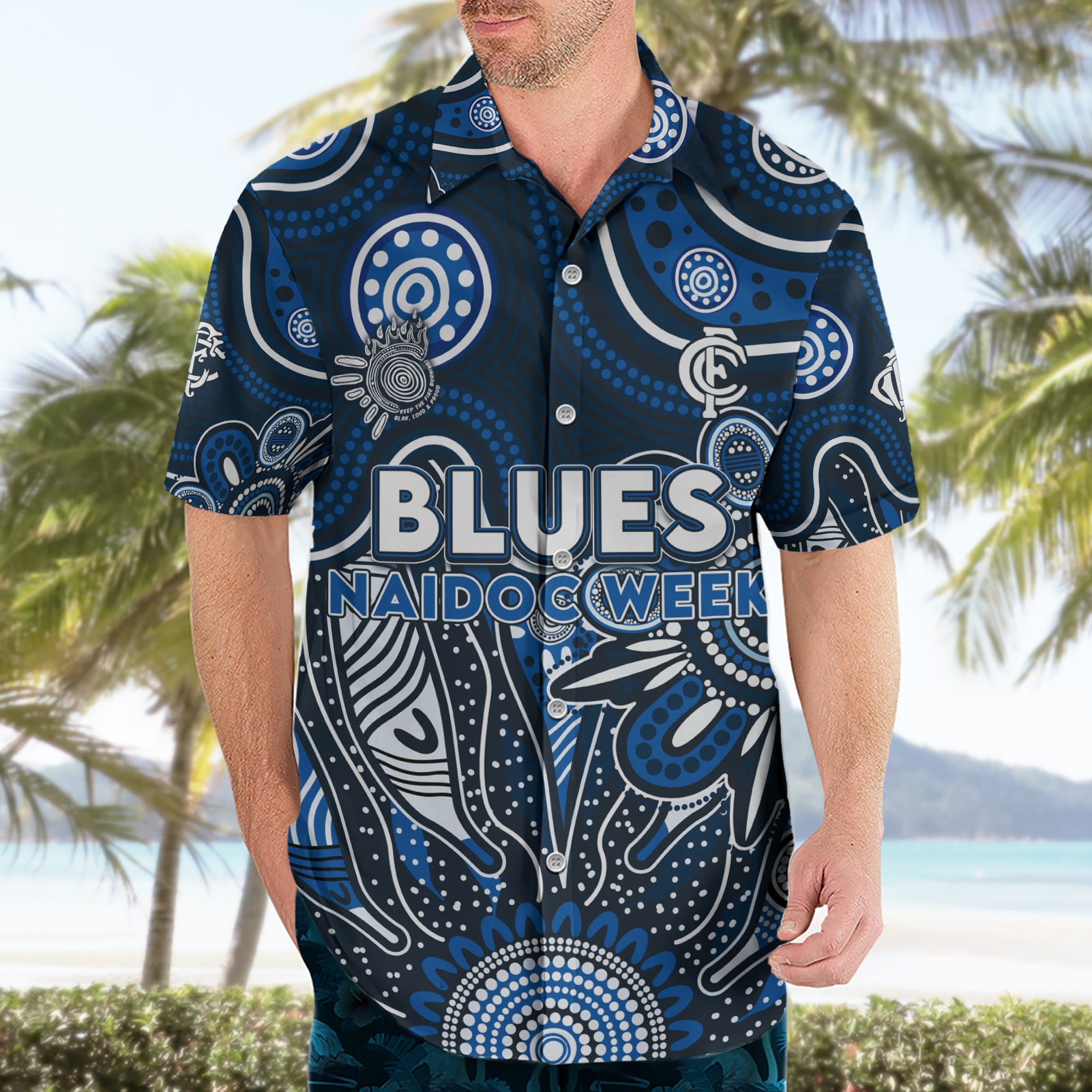 Personalised Blues NAIDOC Week 2024 Hawaiian Shirt Aussie Aboriginal Art