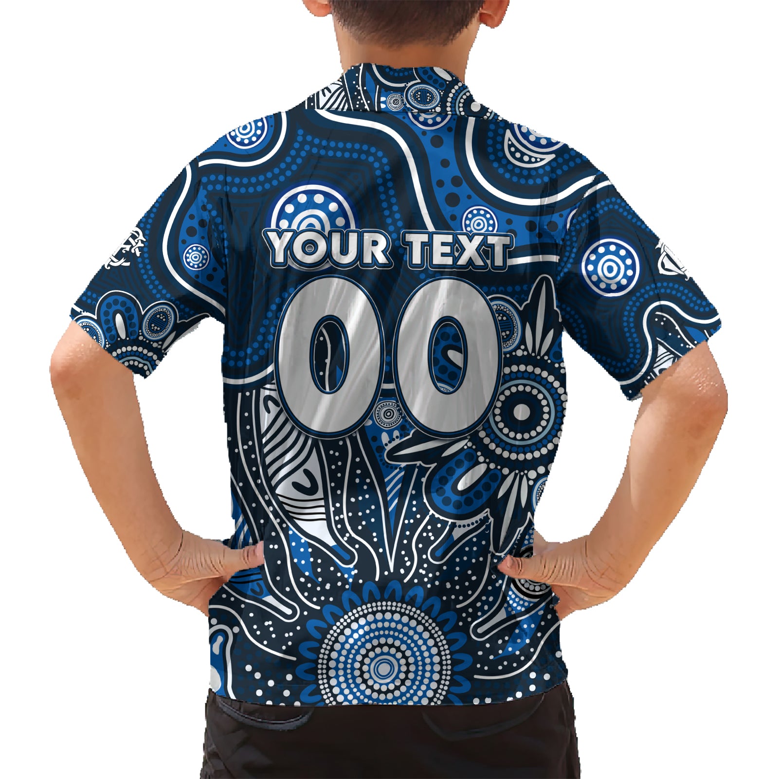 Personalised Blues NAIDOC Week 2024 Kid Hawaiian Shirt Aussie Aboriginal Art